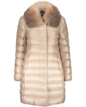 Moorer Snap Button Fastening Down Jacket in Natural | Lyst