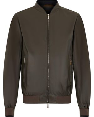Moorer Modern Leather Bomber Jacket - Grey