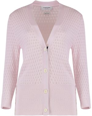 Thom Browne Openwork-Knit Cardigan - Pink