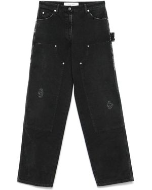 Golden Goose Distressed Cotton Jeans With Front Patches - Black