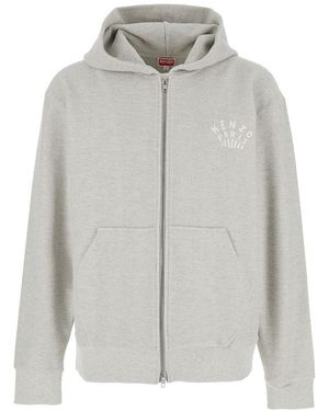 KENZO 'Dragonfly' Sweatshirt With Logo Lettering On The Front And Maxi Logo On The Rear - Gray