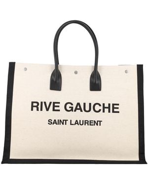 Saint Laurent Rive Gauche Large Tote Bag - Natural