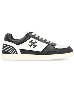 Tory Burch Clover Court Leather Low-Top Sneakers - Black