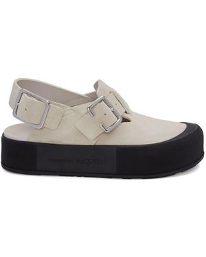 McQueen Leather Mules - Gray