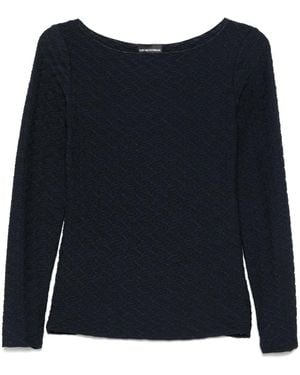 Emporio Armani Jacquard Boat-Neck Top - Blue