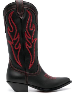 Sonora Boots Embroidered Suede Western Boots - Black