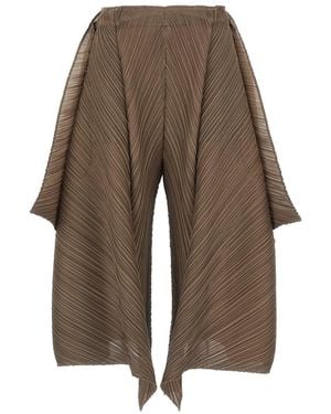 Pleats Please Issey Miyake 'Flare' Pants - Brown