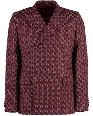 Gucci Double-Breasted Wool Jacket - Purple