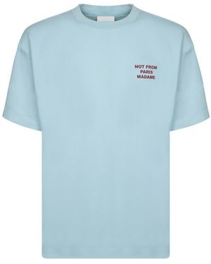 Tシャツ・カットソー DROLE DE MONSIEUR Men T Shirts TS203CO002NY Blue Drole De Monsieur Le Slogan T-Shirt, Size X-Small PERM-TS203