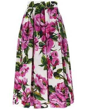 Dolce & Gabbana Printed Midi Skirt - Pink