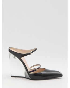 Gucci Mules With Transparent Wedge Heel - White