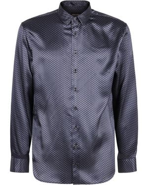 Giorgio Armani Printed Silk Shirt - Blue