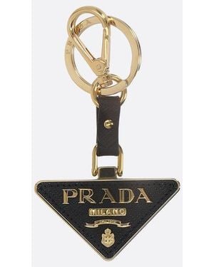 Prada Leather Keyring With Logo - White
