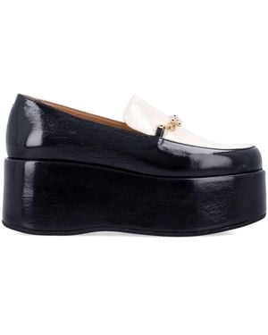 Ganni Bicolor Patent Platform Loafers - Blue