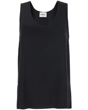 P.A.R.O.S.H. Sleeveless Polyester Top With Classic Round Neckline - Black