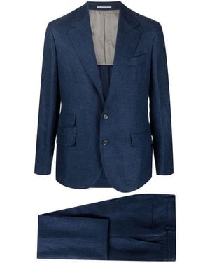 Brunello Cucinelli Linen Leisure Fit Suit - Blue