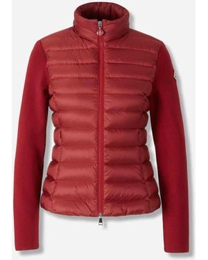Moncler Quilted Zip-Up Cardigan - Red
