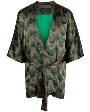OZWALD BOATENG Printed Silk Short Kimono - Green