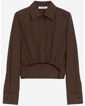 Max Mara Cropped Poplin Shirt - Brown