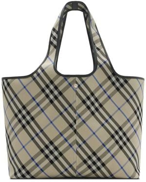 Burberry Medium Check Tote Bags - Gray