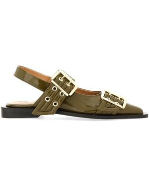 Ganni Ballerina With Buckle - Green
