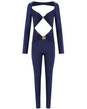 Elisabetta Franchi Oltremare Jumpsuit With Maxi Bow - Blue