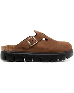Birkenstock Boston Chunky Suede Leather Slippers - Brown