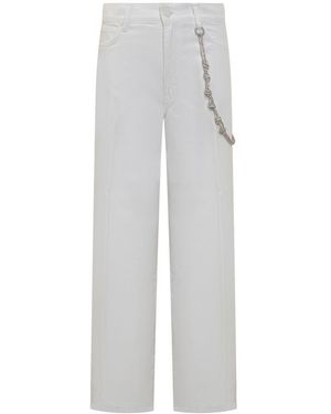 【関税&送料込】Pinko Trousers White Pinko Pants With Logo Patch On The Back And Chain Detail