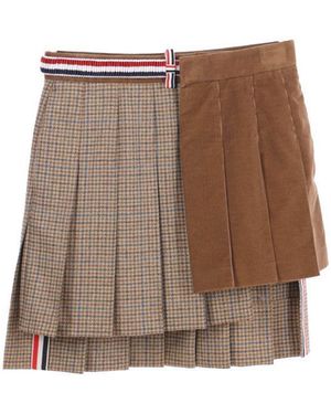 ミニスカート Thom Browne Black Ruffled Mini Skirt In Wool Blend THOM BROWNE | Striped Waist Tweed Mini Skirt | Women | Lane