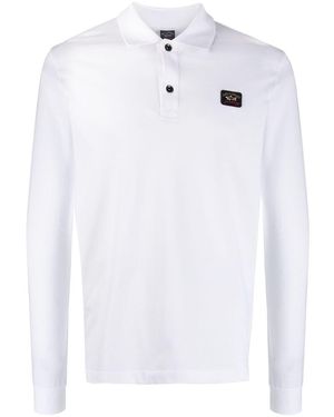Paul & Shark Cotton Pique Polo Shirt With Iconic Badge - White
