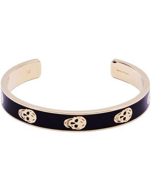 McQueen Thin Skull Cuff Bracelet Accessories - White