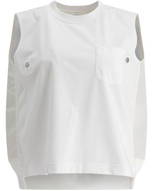■sacai■サカイ■Nylon Twill&Cotton Jersey Sleeveless Top■ Sacai Sleeveless and tank tops for Women | Online Sale up to