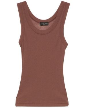 Roberto Collina Ribbed Cotton Blend Tank Top - Brown