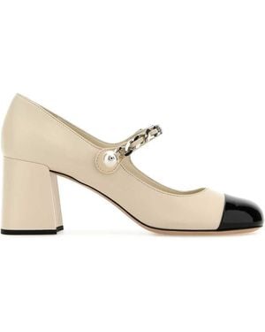 Miu Miu Ivory Leather Pumps - Natural