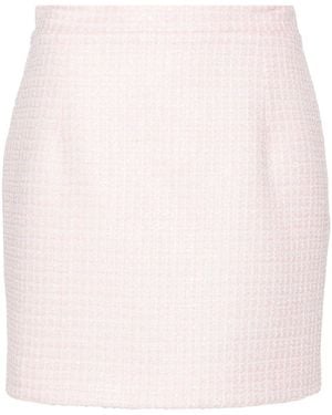Alessandra Rich Sequin Checked Tweed Mini Skirt - Pink