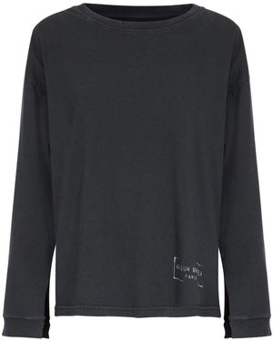 Maison Margiela Anthracite Sweatshirt With Stamp Logo Print - Black