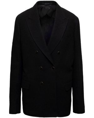 Reveres 1949 Giacca Doppiopetto No Taglio Vivo Bottoni Smatati Nero - Black