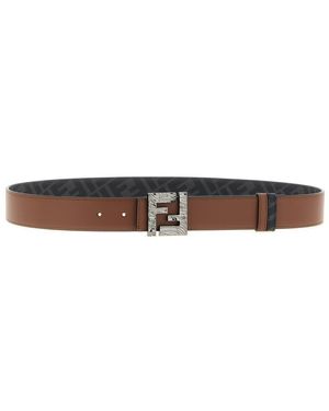 Fendi 'Squared Ff' Reversible Belt - White