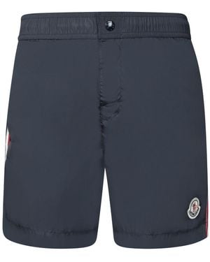 Moncler Tricolour-Trimmed Swim Shorts - Blue