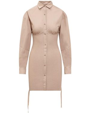ANDREADAMO Ribbed Midi Dress - Natural