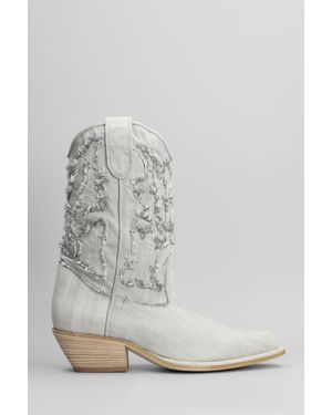 Vic Matié Denim 305 Texan Ankle Boots - Gray