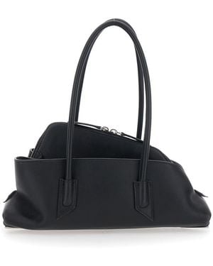 The Attico 'La Passeggiata Small' Shoulder Bag With Tubular Handles And Impressed Logo On The Front - Black