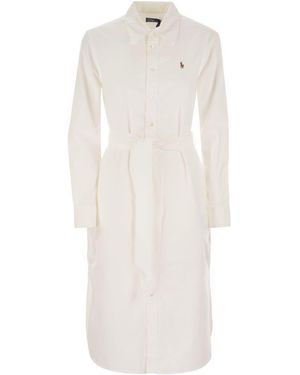 パーティードレス POLO RALPH LAUREN Cotton chemisier with belt White cotton dress with belt brand POLO RALPH LAUREN