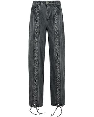 ROTATE BIRGER CHRISTENSEN Cotton Jeans With Laces - Gray