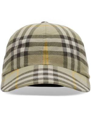 Burberry Cap With Check Print - Natural