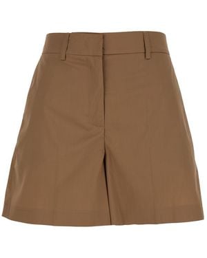 Plain Shorts With Belt Loops - Brown