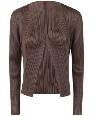 Pleats Please Issey Miyake Warp Long Sleeve Top in