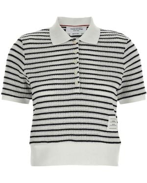 Thom Browne Striped Polo Shirt - Gray