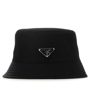 Prada Leather And Plexiglass Visor Hat in Black | Lyst