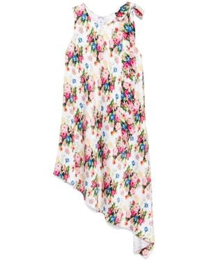 Loewe Floral Silk Asymmetric Dress - White